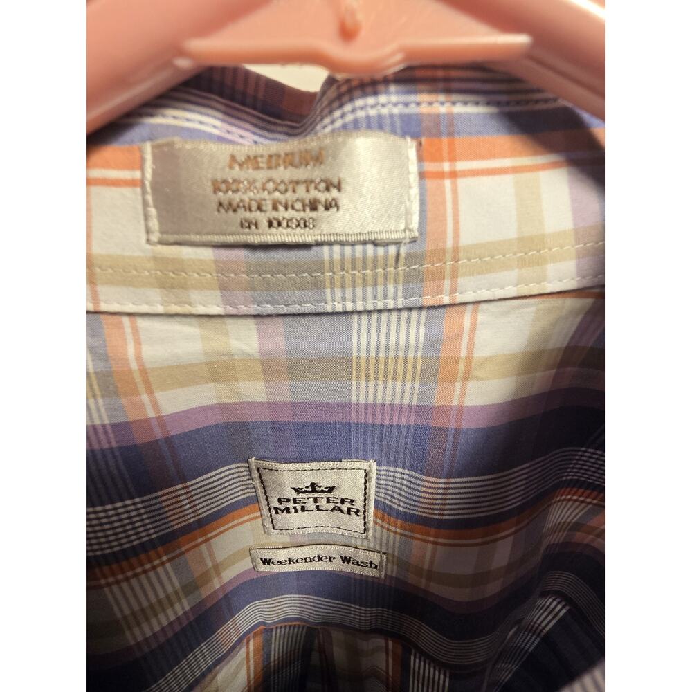 Peter Millar Button Front Shirt Plaid Checks Weekender Wash Long Sleeve Medium M - Picture 2 of 8
